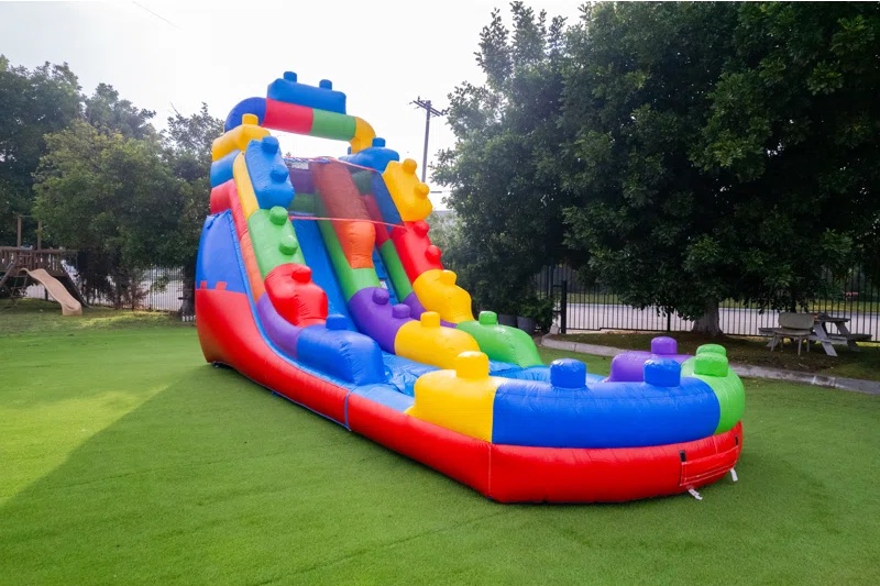 16ft Mega Blocks inflatable waterslide rental for summer parties in Winnipeg Manitoba