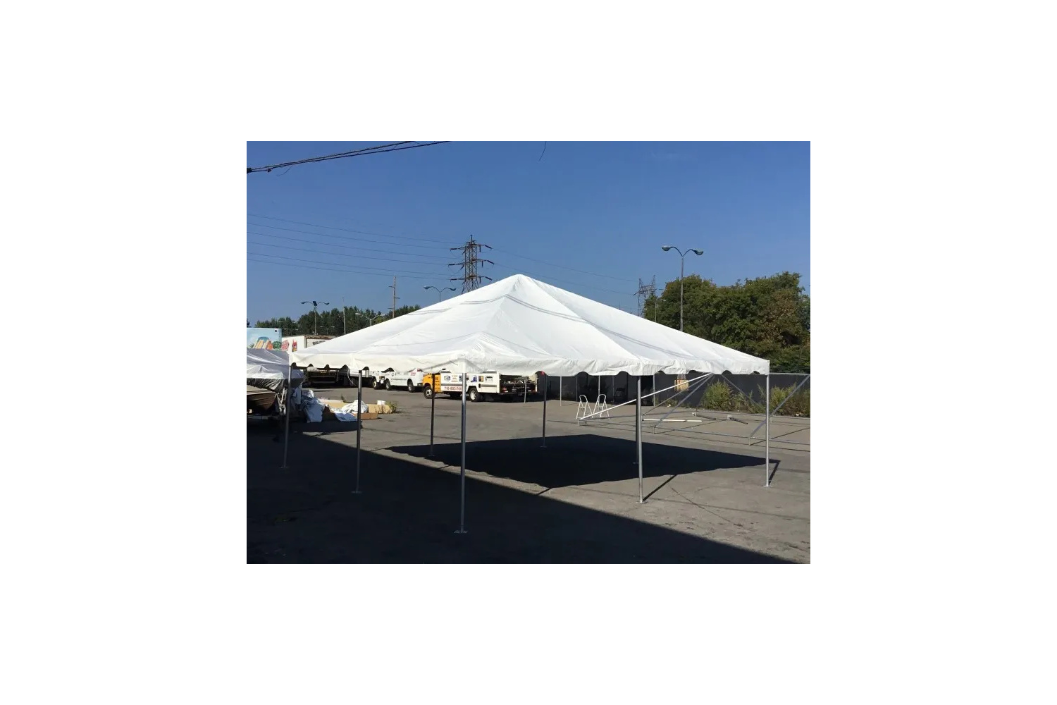 Large 20x20 white frame party tent rental in Winnipeg Manitoba with open sides