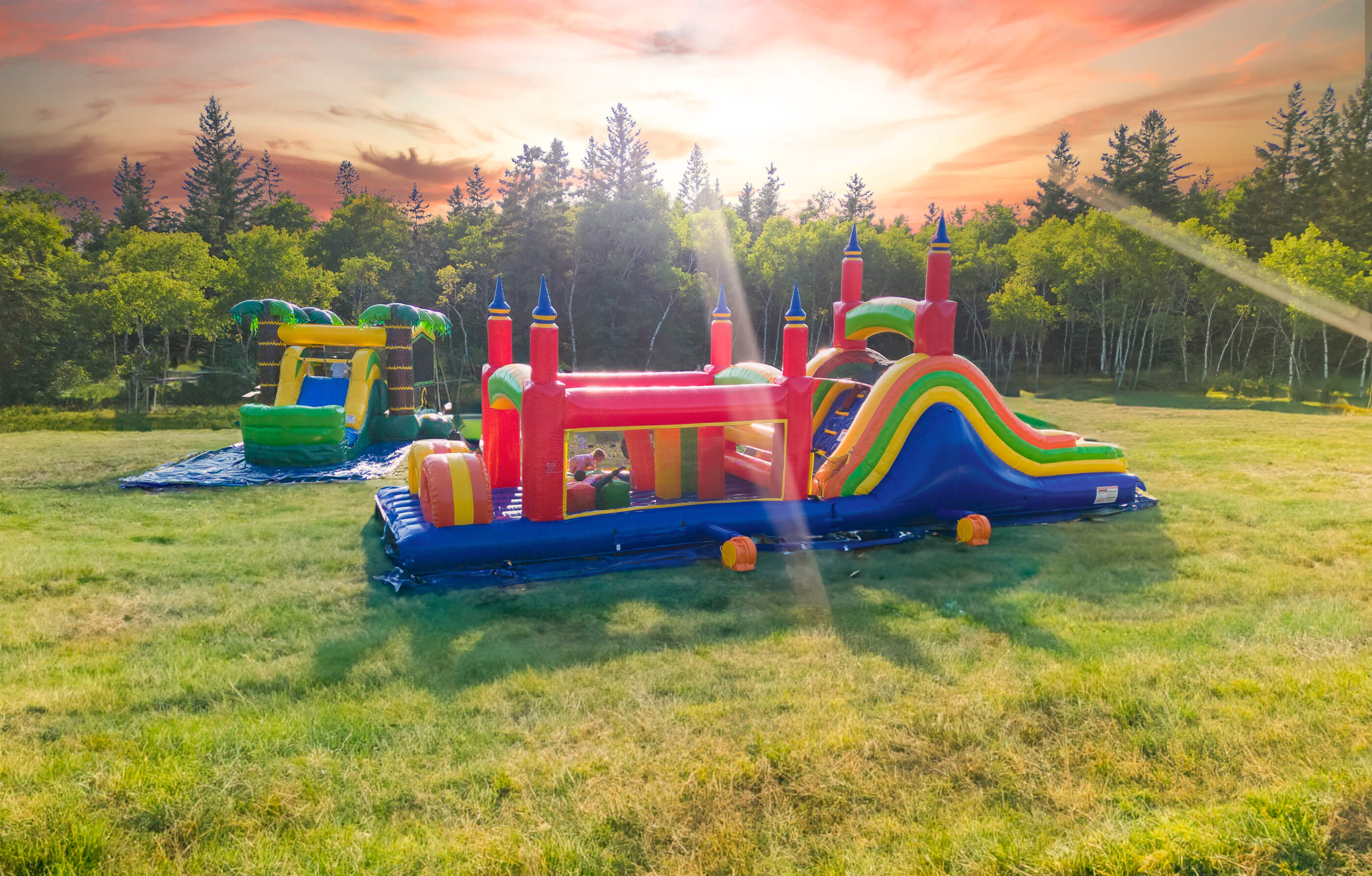 40 ft rainbow mega obstacle course inflatable rental Winnipeg Manitoba