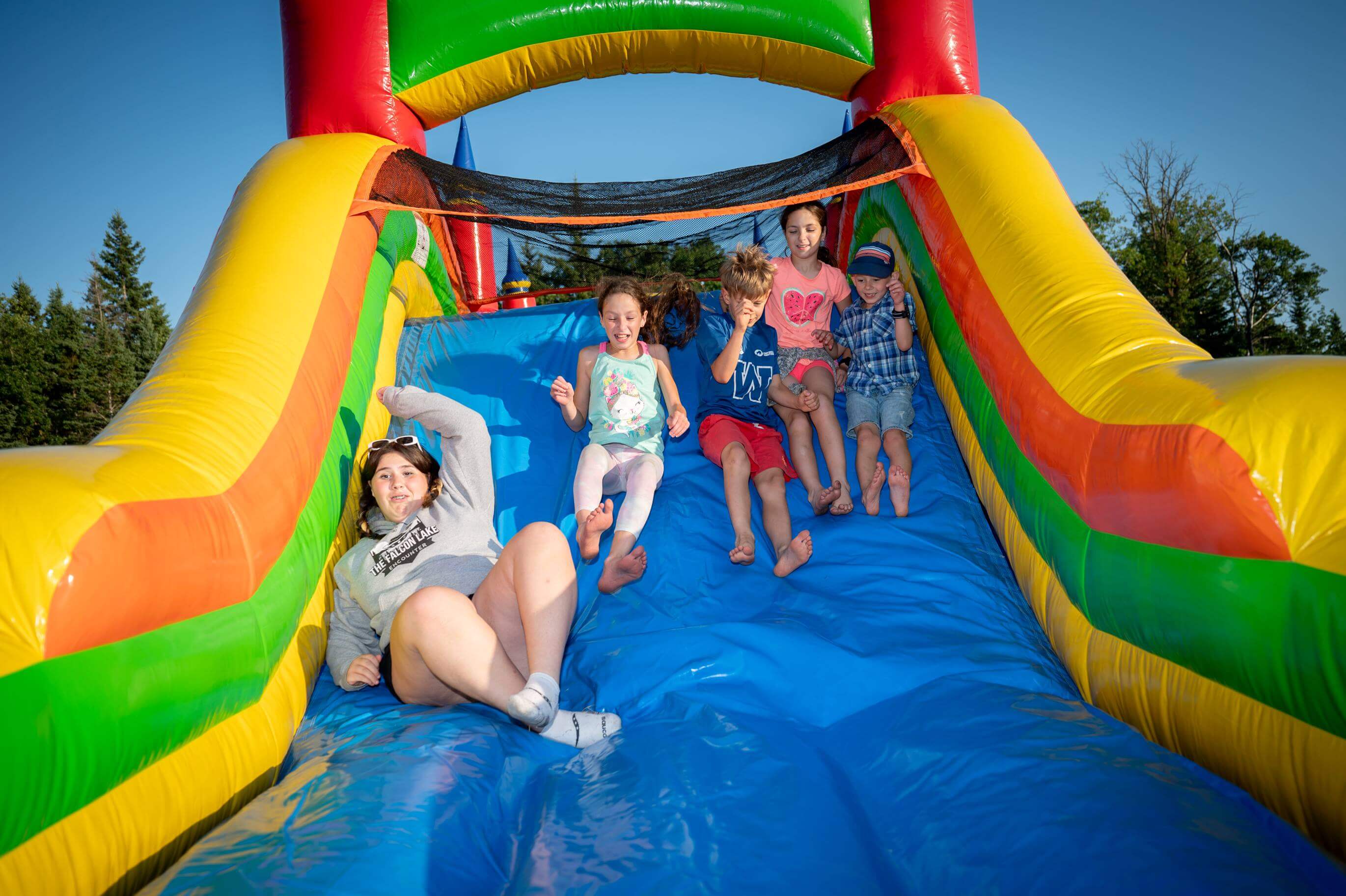 Rainbow Mega Obstacle Course inflatable rental for parties in Winnipeg Manitoba