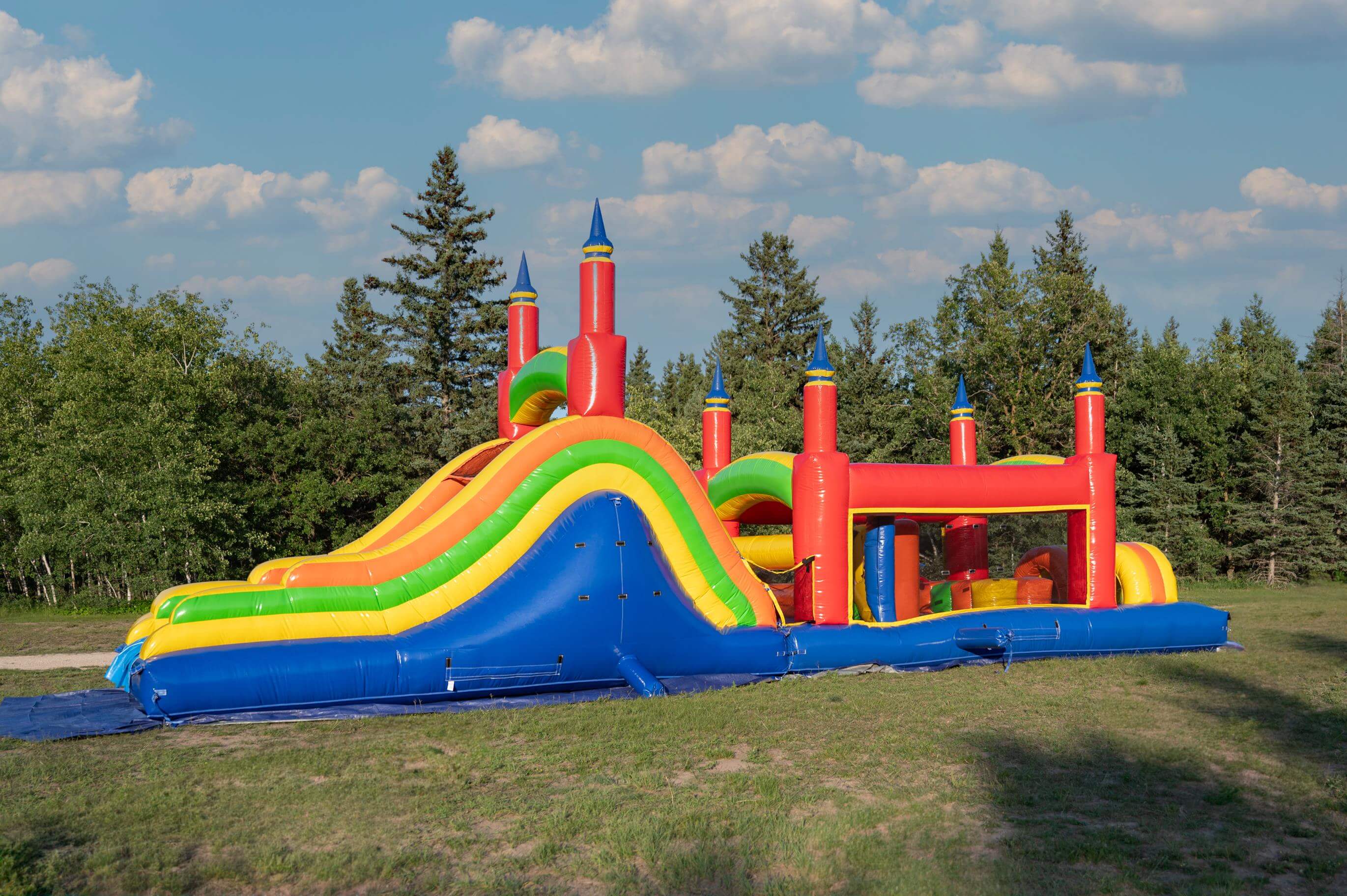 Large obstacle course inflatable rental for school events in Winnipeg Manitoba