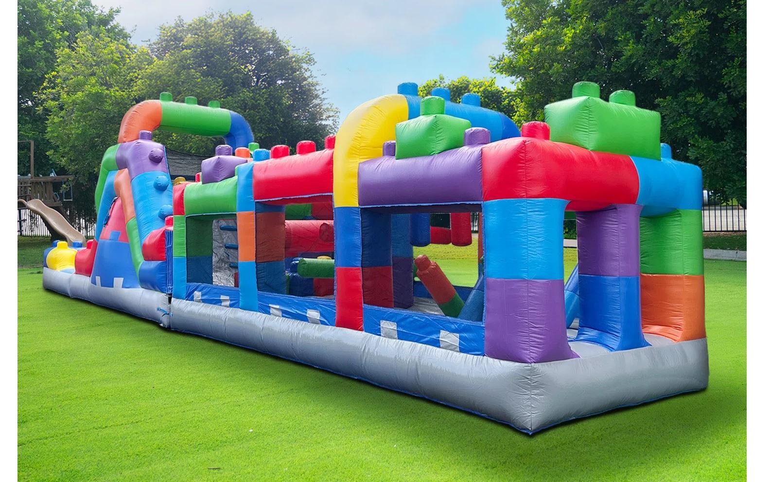 42 foot Mega Blocks inflatable obstacle course rental for parties in Winnipeg Manitoba