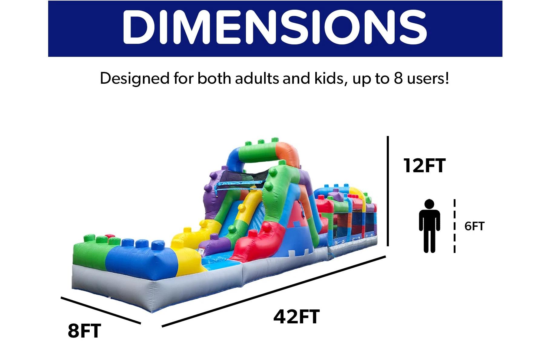 42 foot Mega Blocks obstacle course rental for school events and festivals in Winnipeg Manitoba