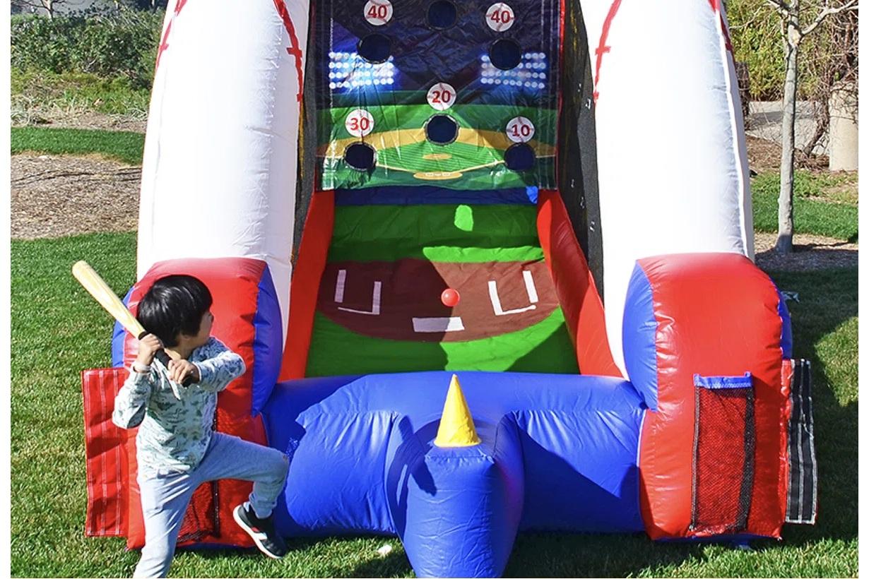 Baseball target inflatable game rental by Jump Up Bouncers in Winnipeg Manitoba and Kenora Ontario