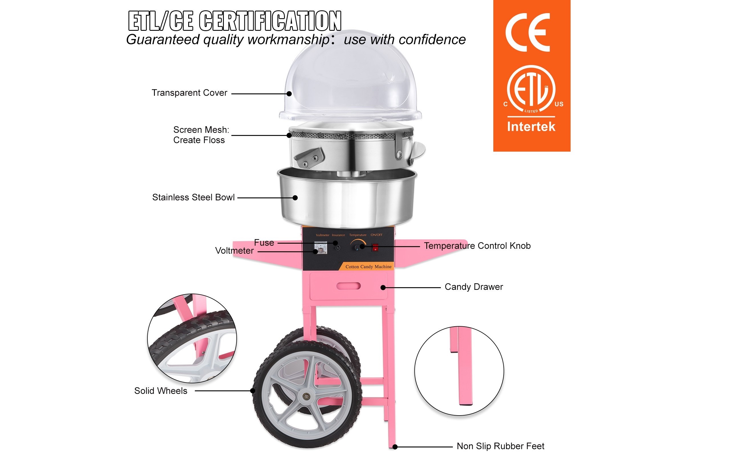 Easy to use cotton candy machine with cart rental Winnipeg Manitoba