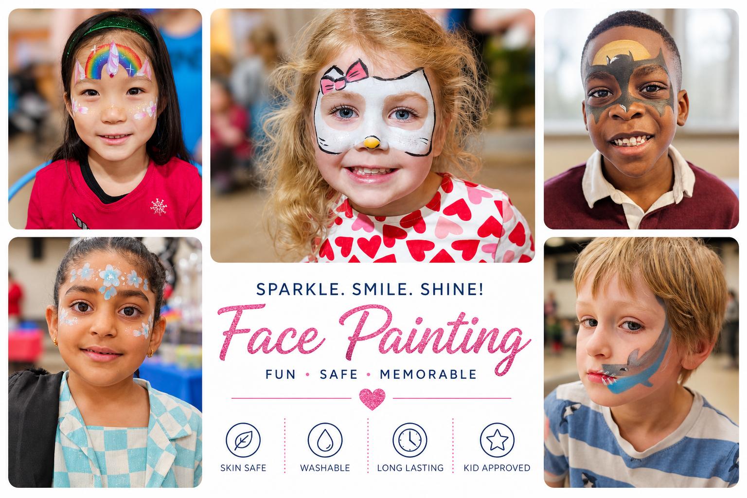 Face painting service in Winnipeg Manitoba for birthday parties school events festivals fundraisers and kids entertainment