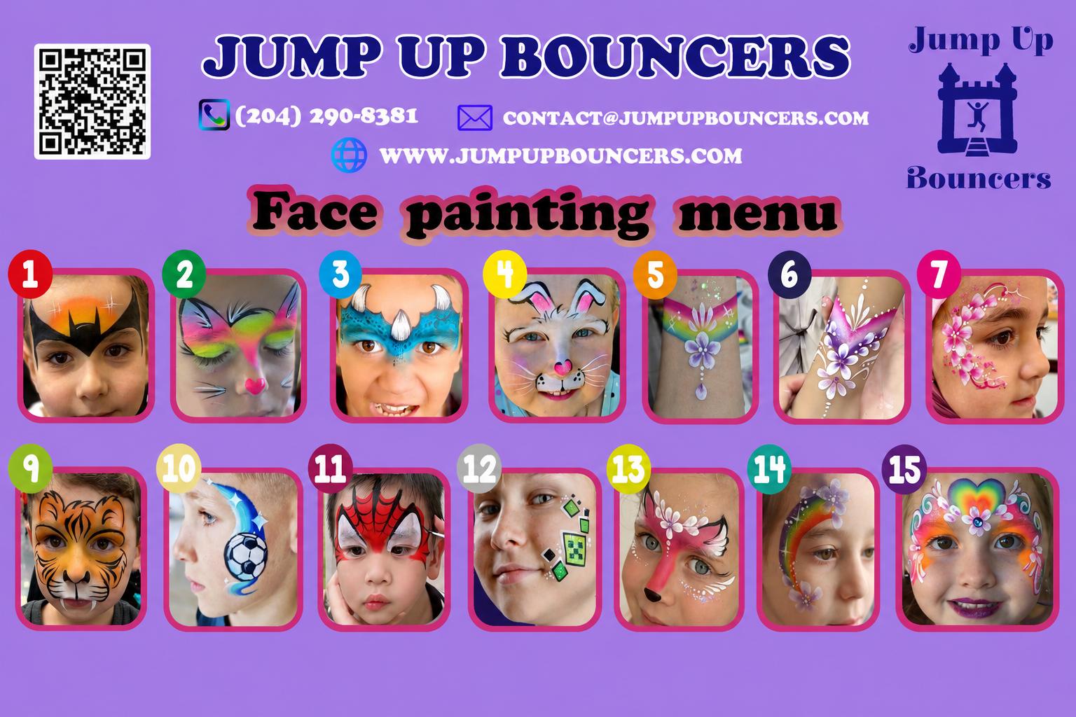 Face paint design by our Winnipeg artists for school events festivals fundraisers and community celebrations