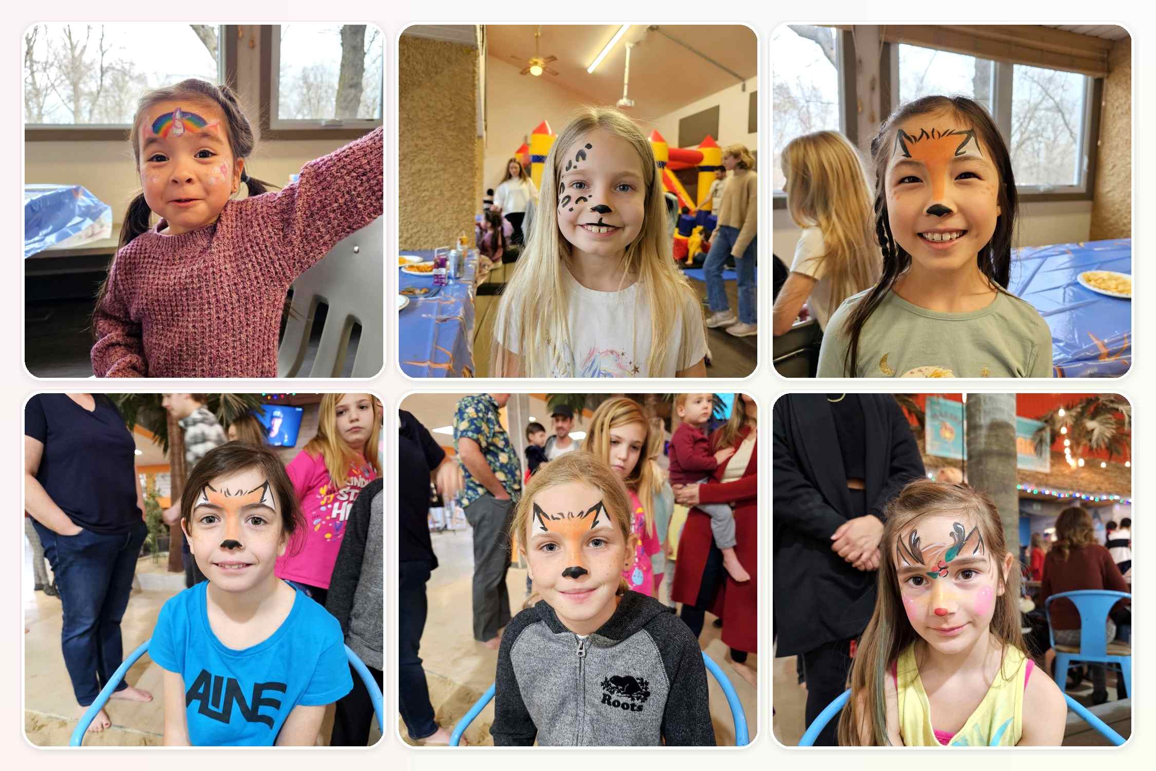 Kids face painting by Jump Up Bouncers artists for birthday parties daycare events and family entertainment in Winnipeg
