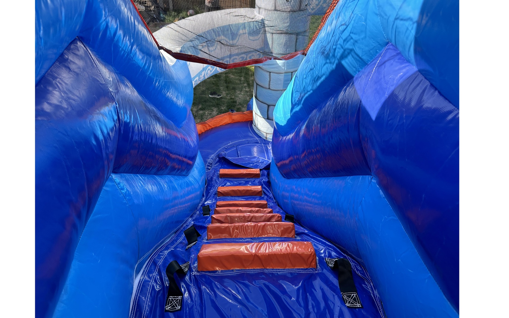Frozen bouncy castle rental with jumping area climbing wall and slide