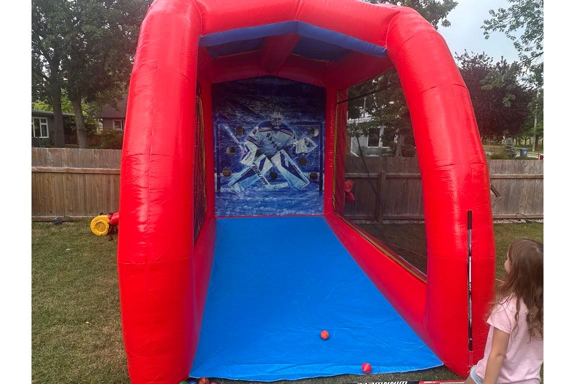 Hockey target inflatable game rental in Winnipeg Manitoba for parties school events and sports celebrations