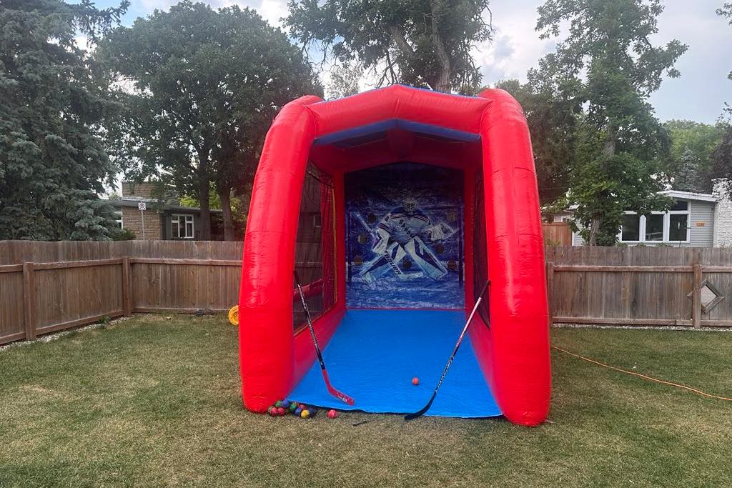 Inflatable hockey shooting target game for parties in Winnipeg Manitoba