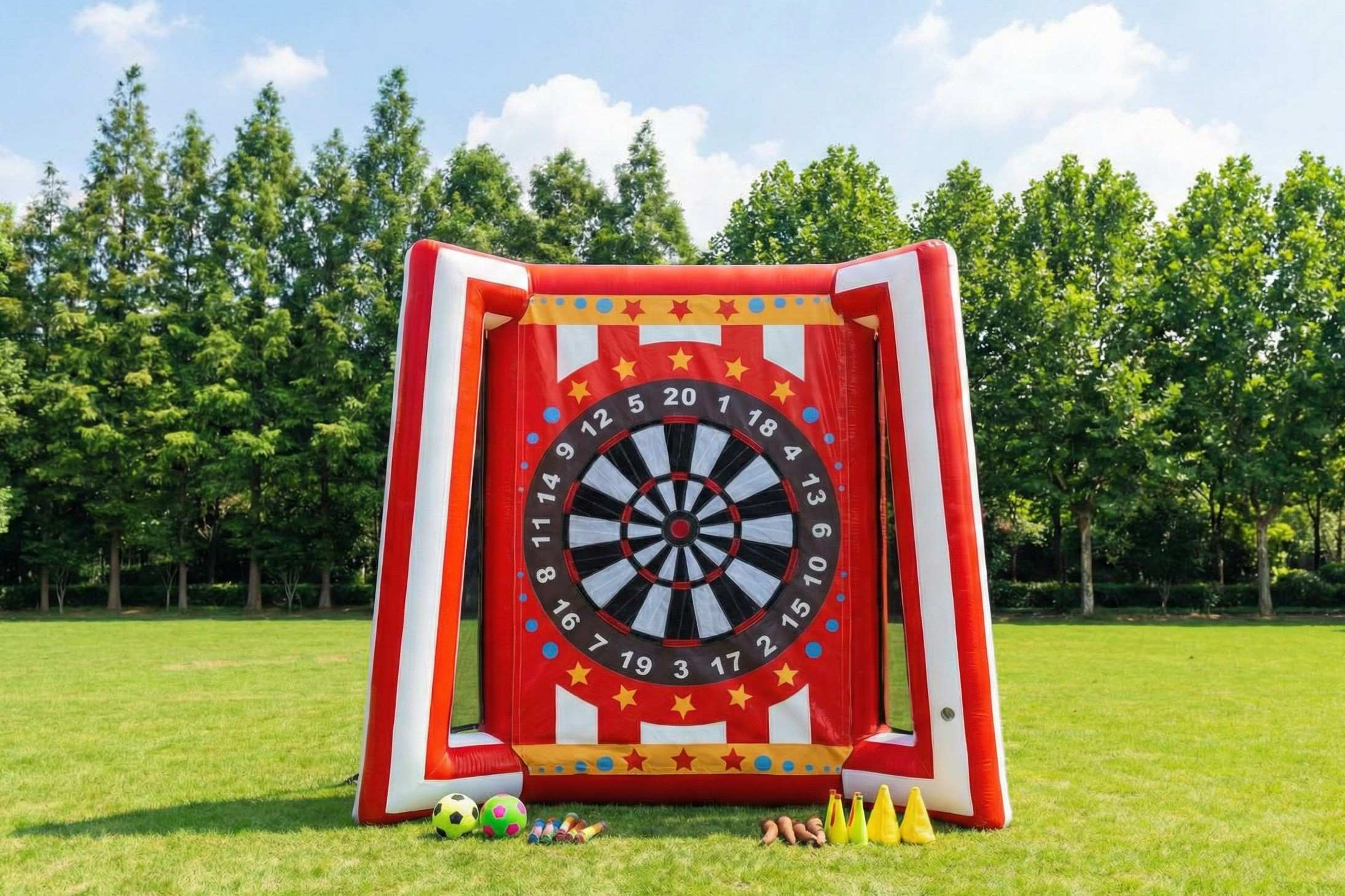 Inflatable axe throwing carnival game rental in Winnipeg Manitoba