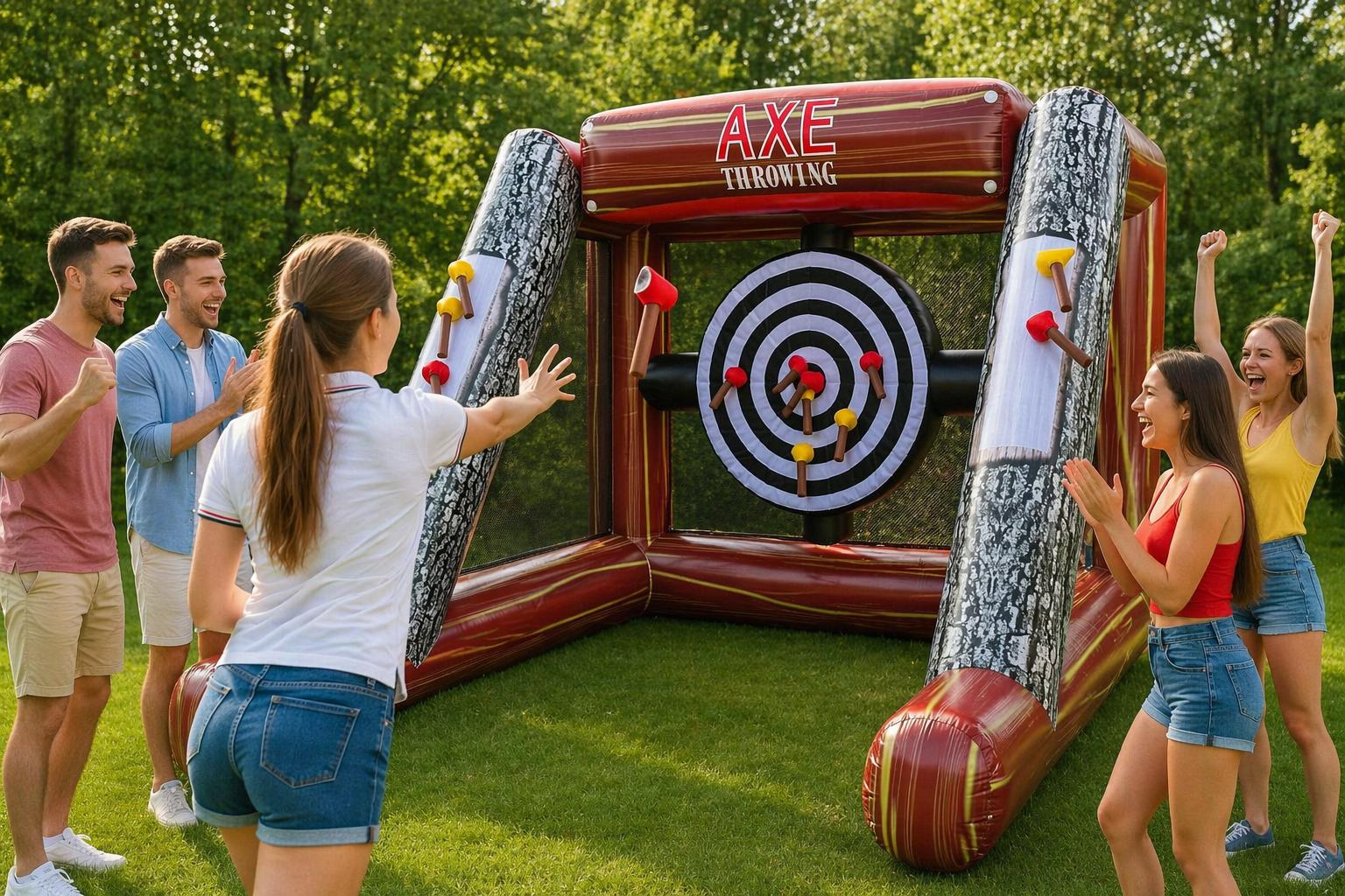 Inflatable Axe Throwing Single Lane Game rental in Winnipeg Manitoba for parties festivals and events