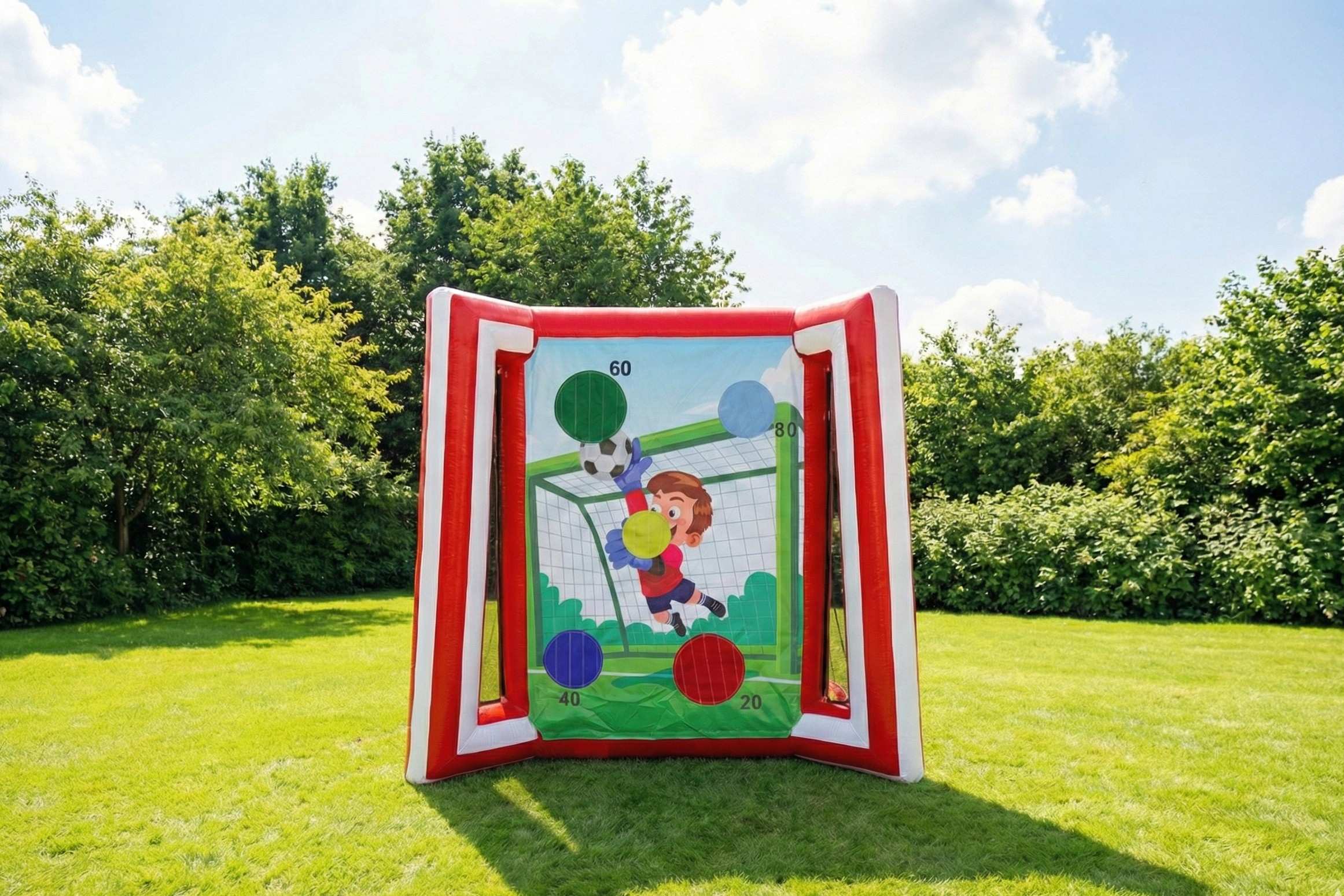 Inflatable soccer target carnival game rental in Winnipeg Manitoba