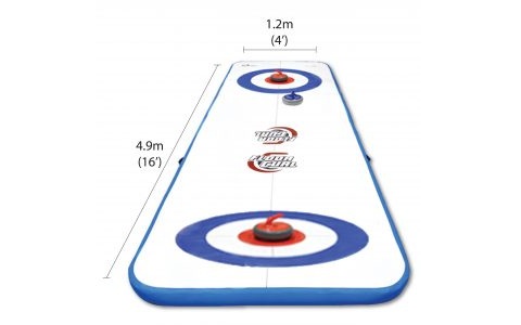 Interactive inflatable curling game setup for birthday parties and festivals in Manitoba