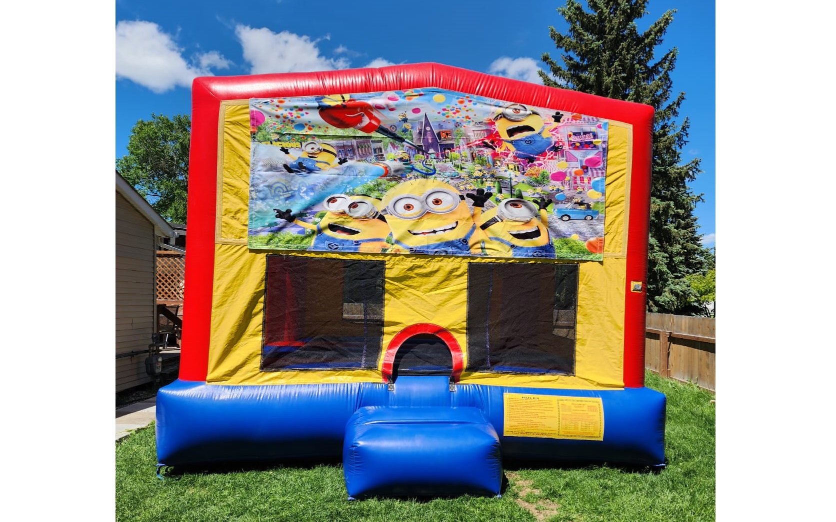 Minions Pokemon SpongeBob inflatable bouncy house rental in Winnipeg Manitoba and Kenora Ontario