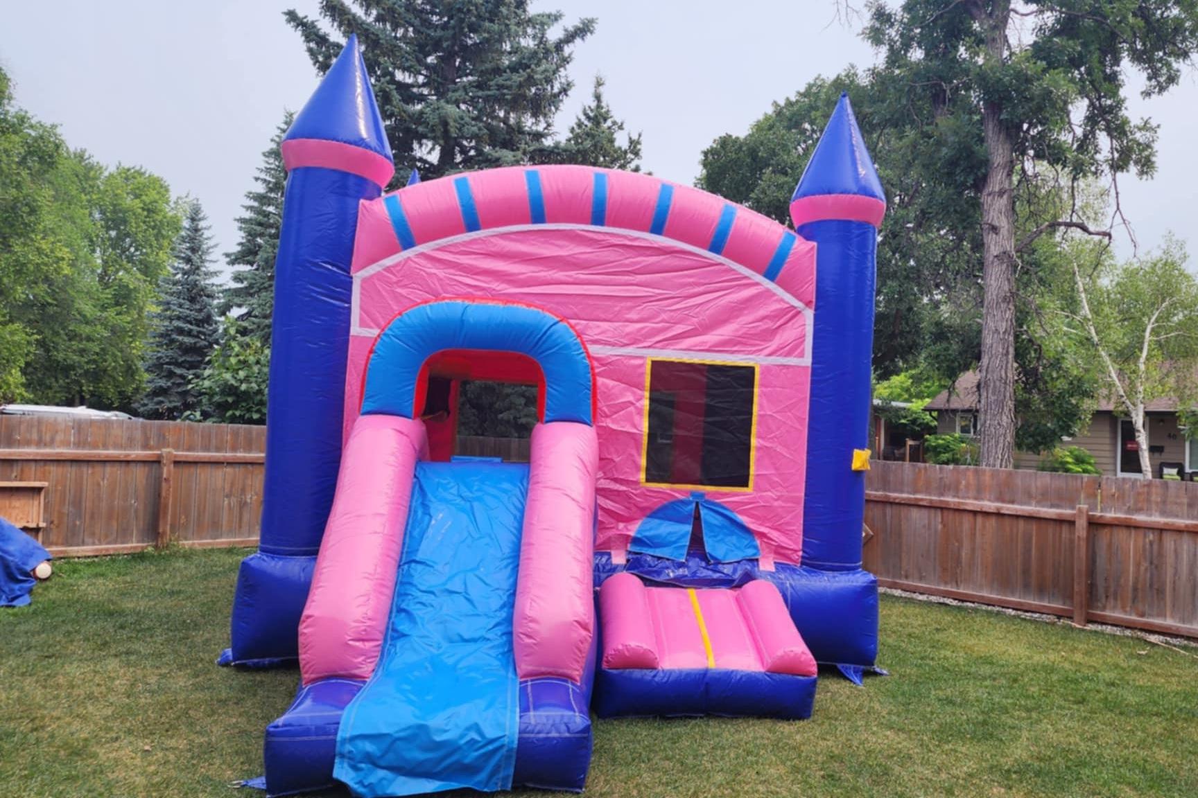 Inflatable pink slide combo for kids parties in Winnipeg and Kenora