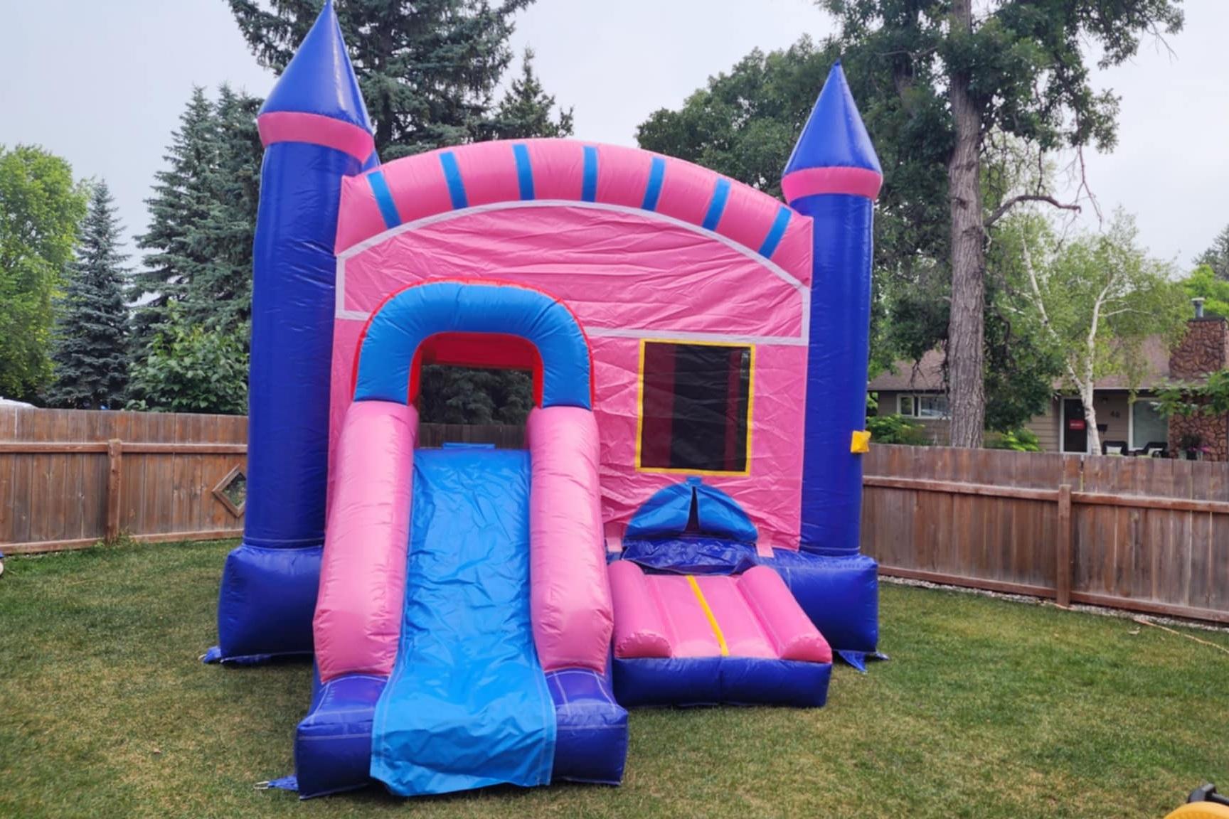 Pink inflatable party rental for school and family events