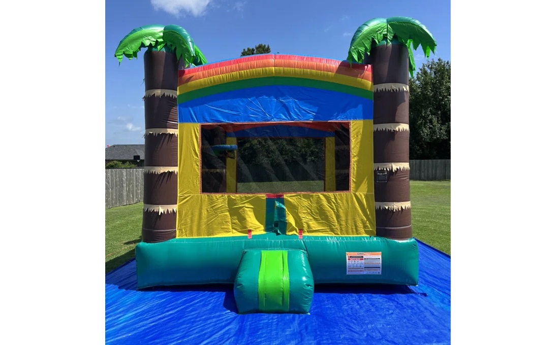 Tropical inflatable bounce house rental for backyard parties in Winnipeg