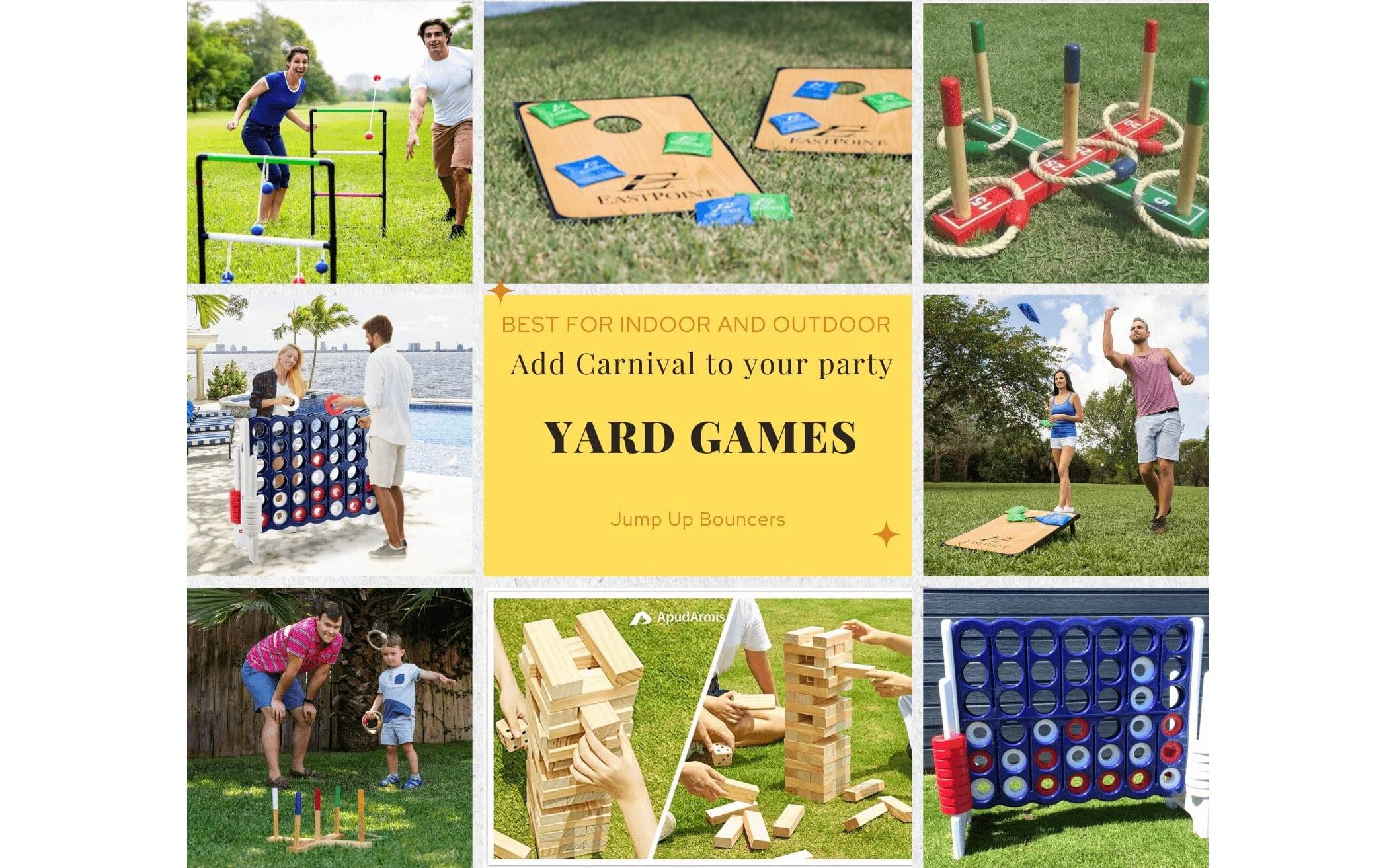Yard party games rental in Winnipeg Manitoba jumbo jenga giant connect 4 ladder ball bean bag toss ring toss