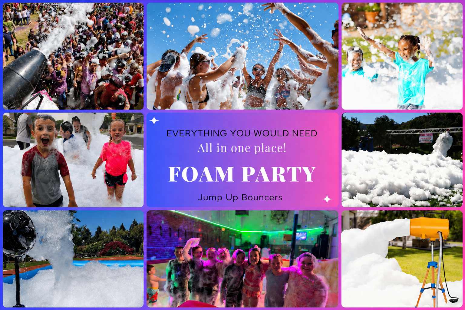 Foam party machine rentals in Winnipeg Manitoba including foam generators, deluxe foam machines and foam cannons
