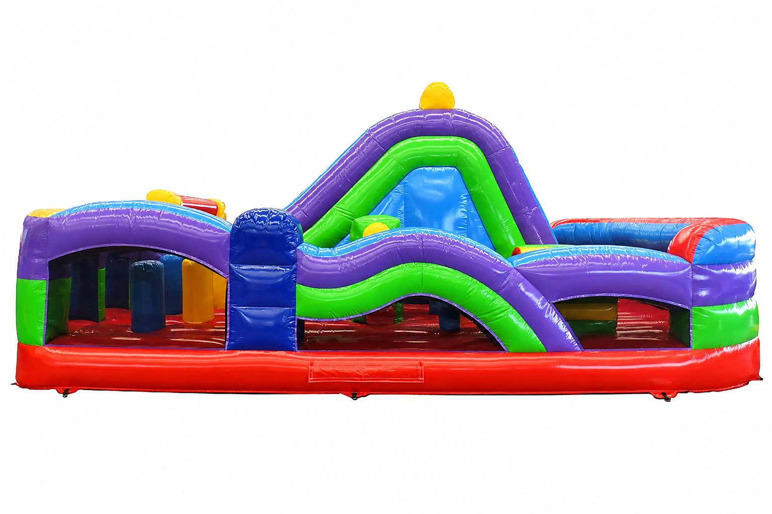 Jump Up Bouncers giant obstacle course rental with 100ft 130ft and 160ft configurations