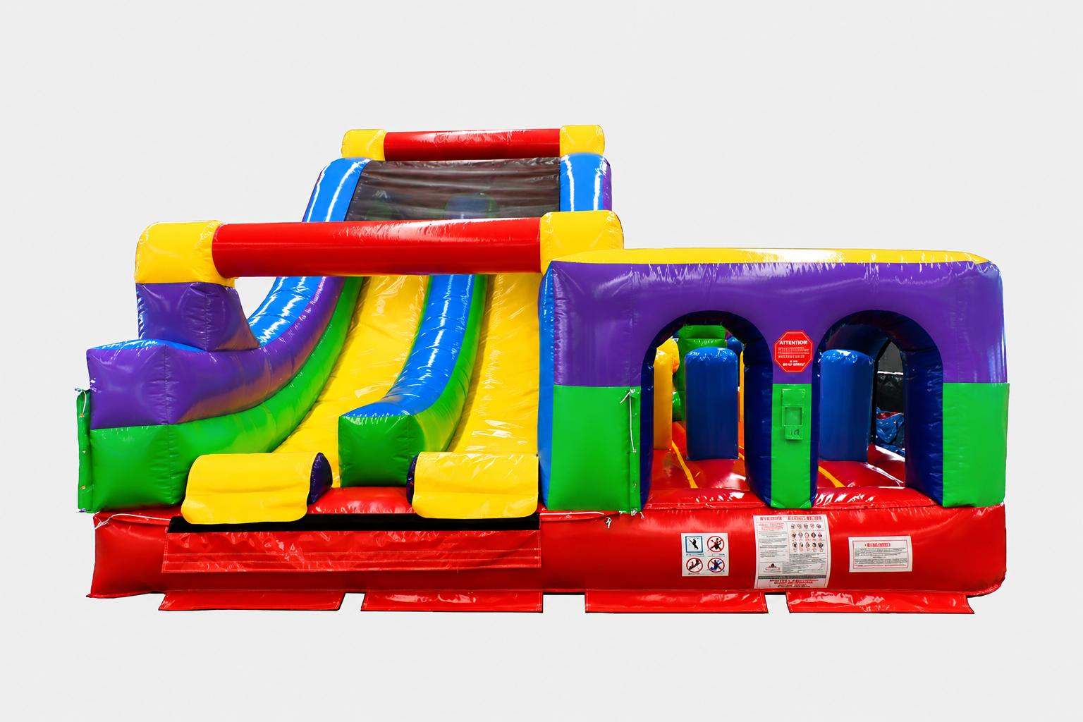 100ft giant obstacle course rental setup for kids teens and adults in Manitoba