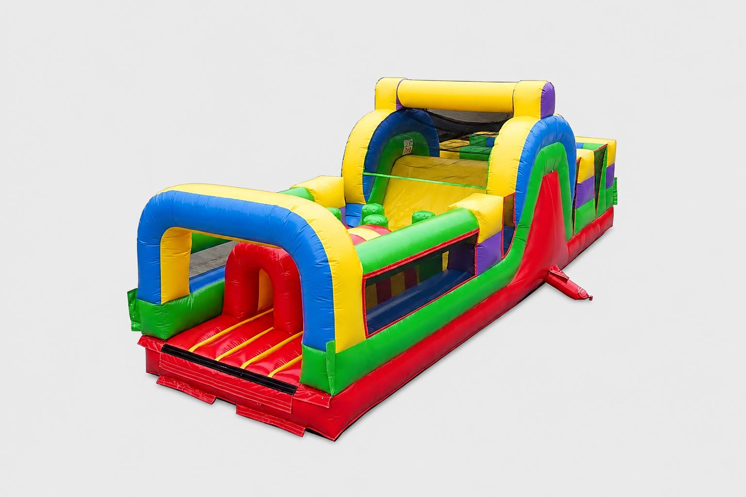 130ft U-shaped inflatable obstacle course rental for Winnipeg school fun days and community events