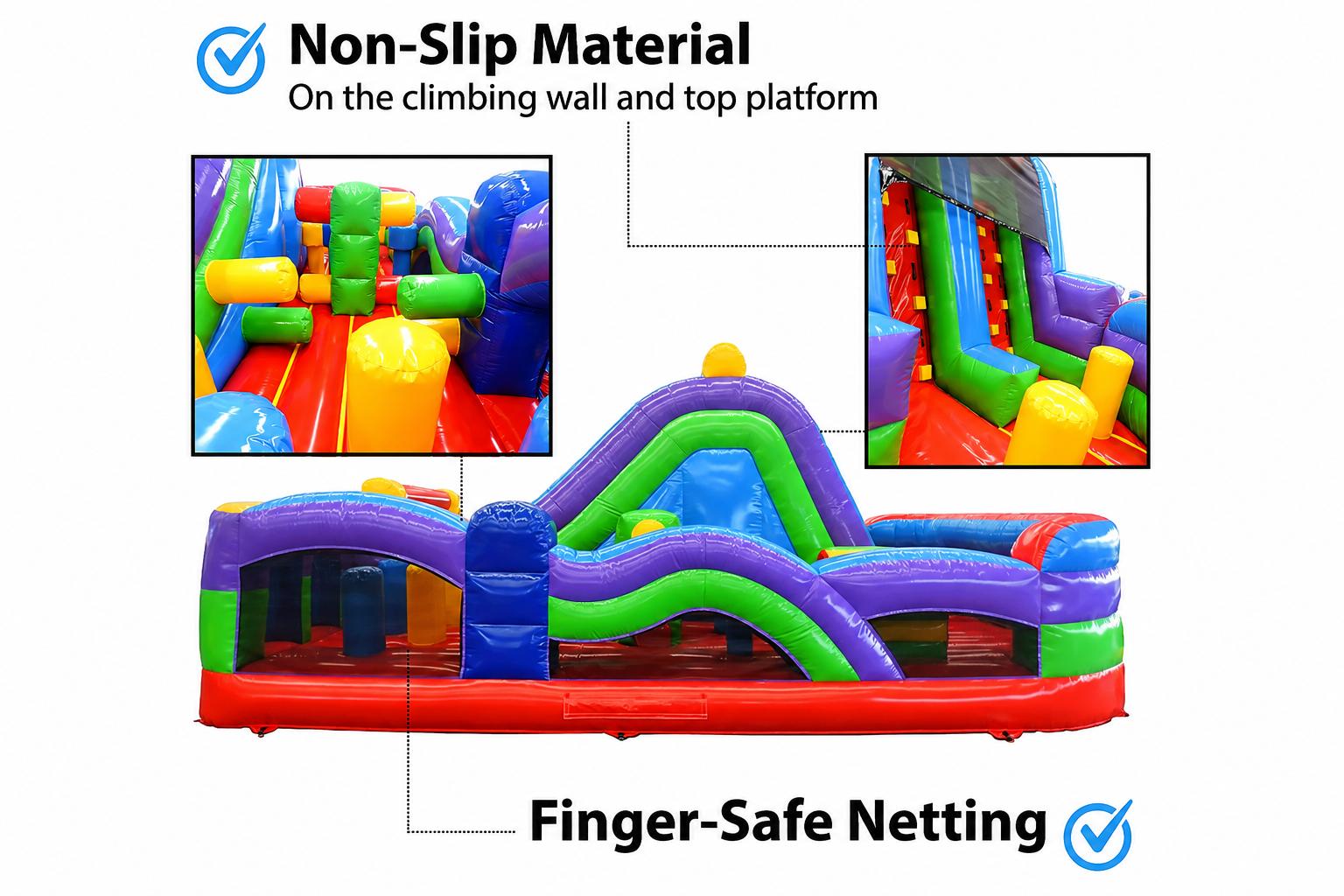 Commercial giant inflatable obstacle course rental with 150 foot setup area in Winnipeg Manitoba